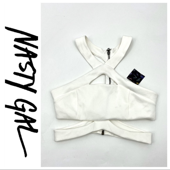 Nasty Gal Tops - 💕SALE💕 Nasty Gal White Zippered Cutout Top